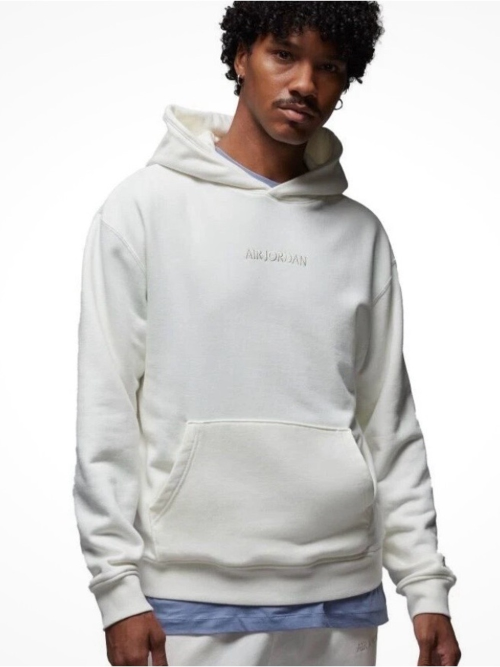 Air Jordan Jumpman Men’s Wordmark Fleece Hoodie in Sail Size L
